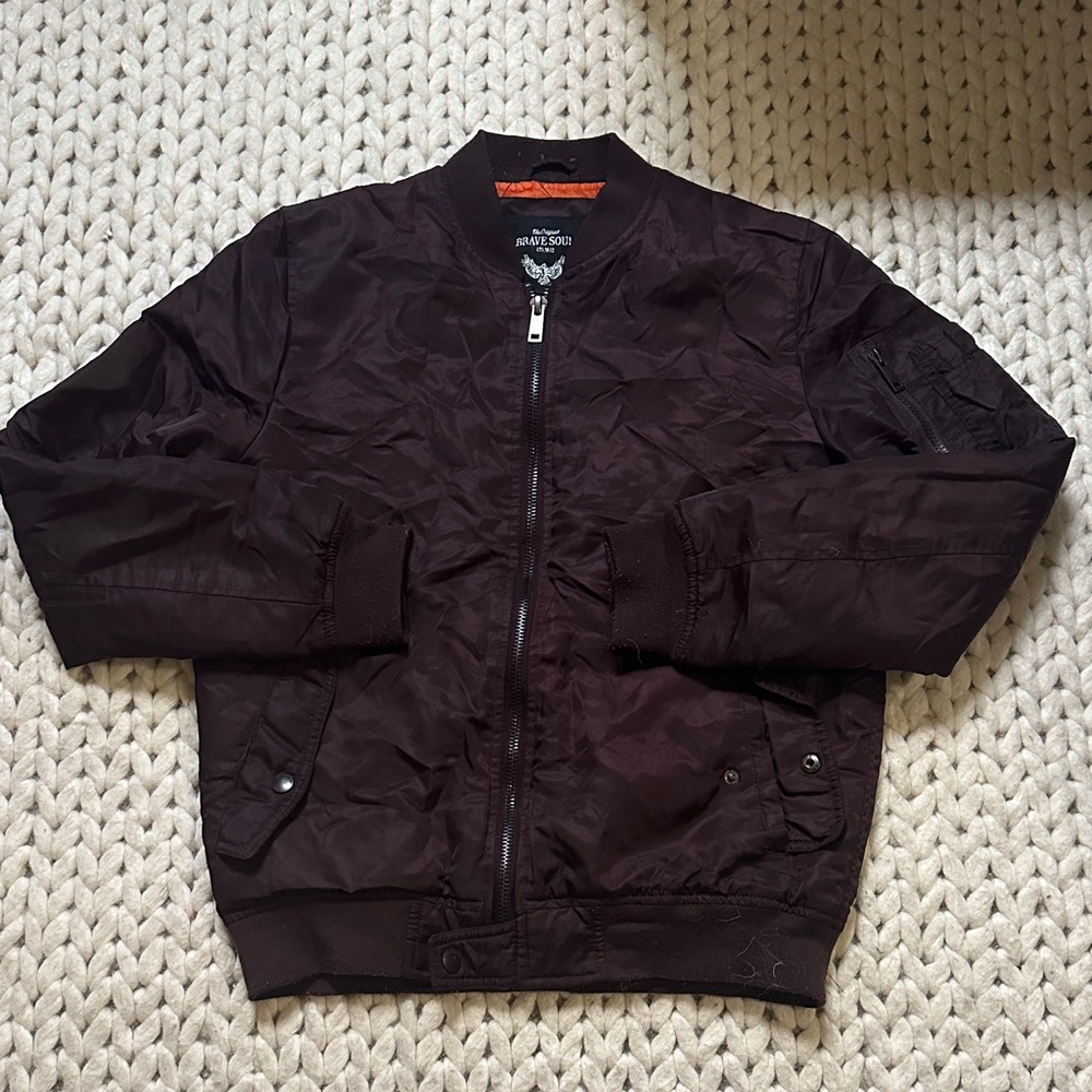 Brave Soul Maroon Bomber Jacket